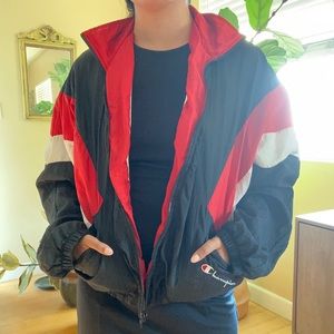 CHAMPION Red & Black Windbreaker Jacket